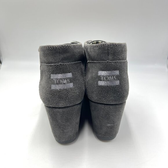 Toms Womens Size 10 10M Gray Suede Leather‎ Wedge Ankle Boots Booties Shoes - Picture 7 of 12